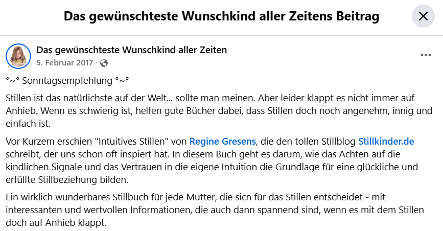Facebook-Post von Das gewünschteste Wunschkind